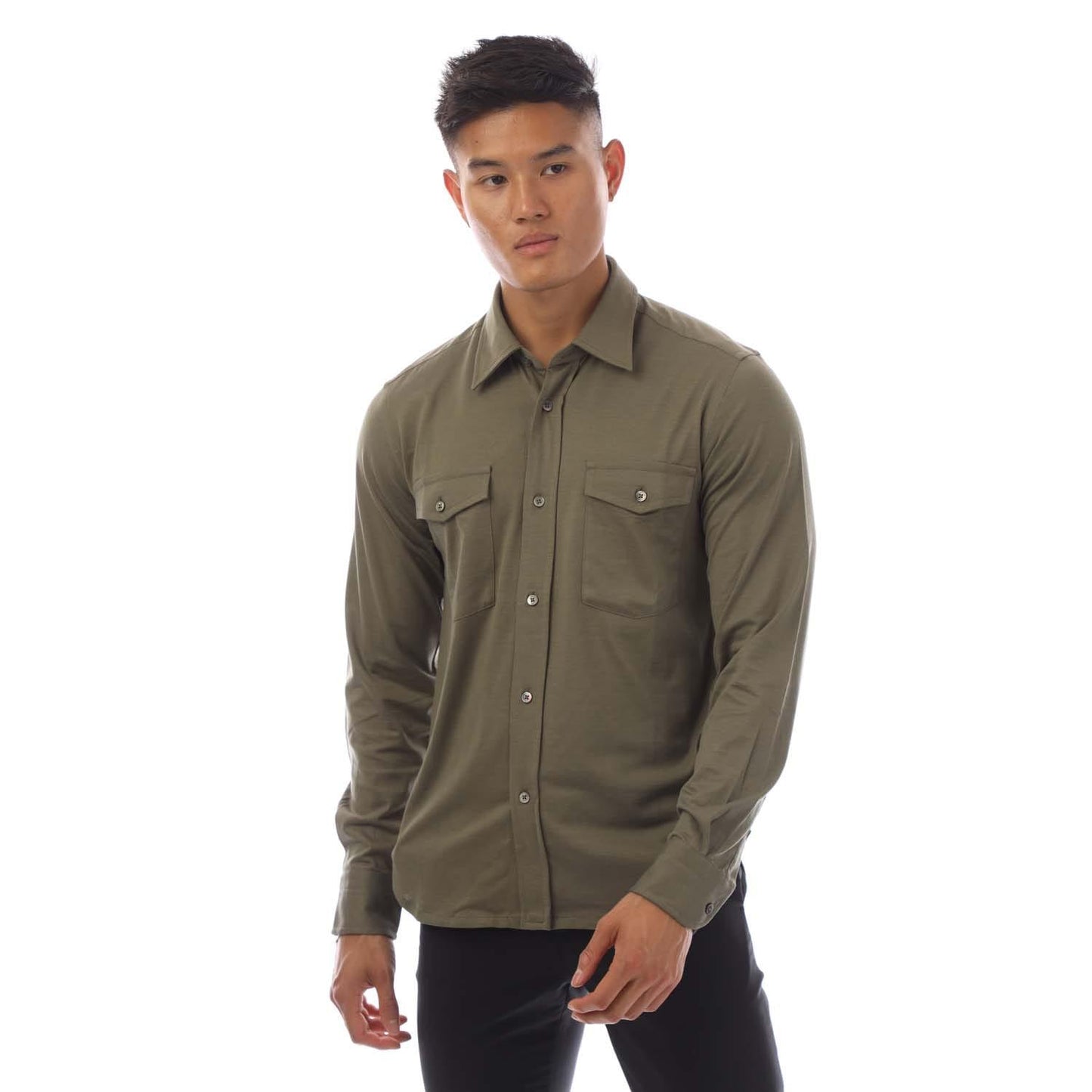 Green - Front - Tom Ford Mens Silk Cotton Blend Shirt