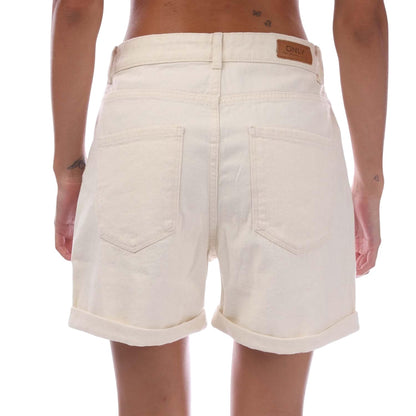 Ecru - Back - Only Womens-Ladies Vega Mom Denim Shorts