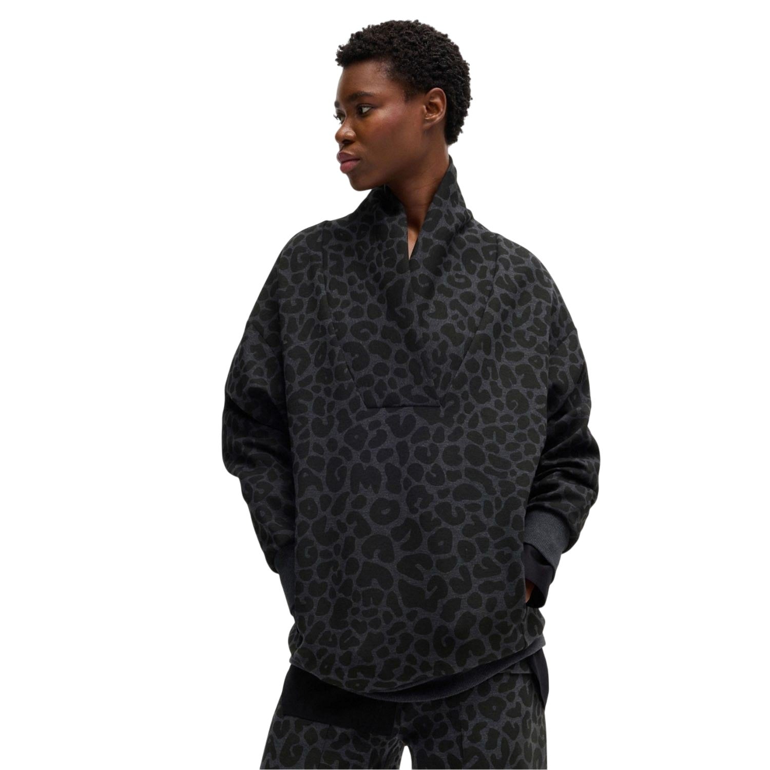 Black - Pack Shot - Boss Mens Naomi X Animal Print Sweatshirt