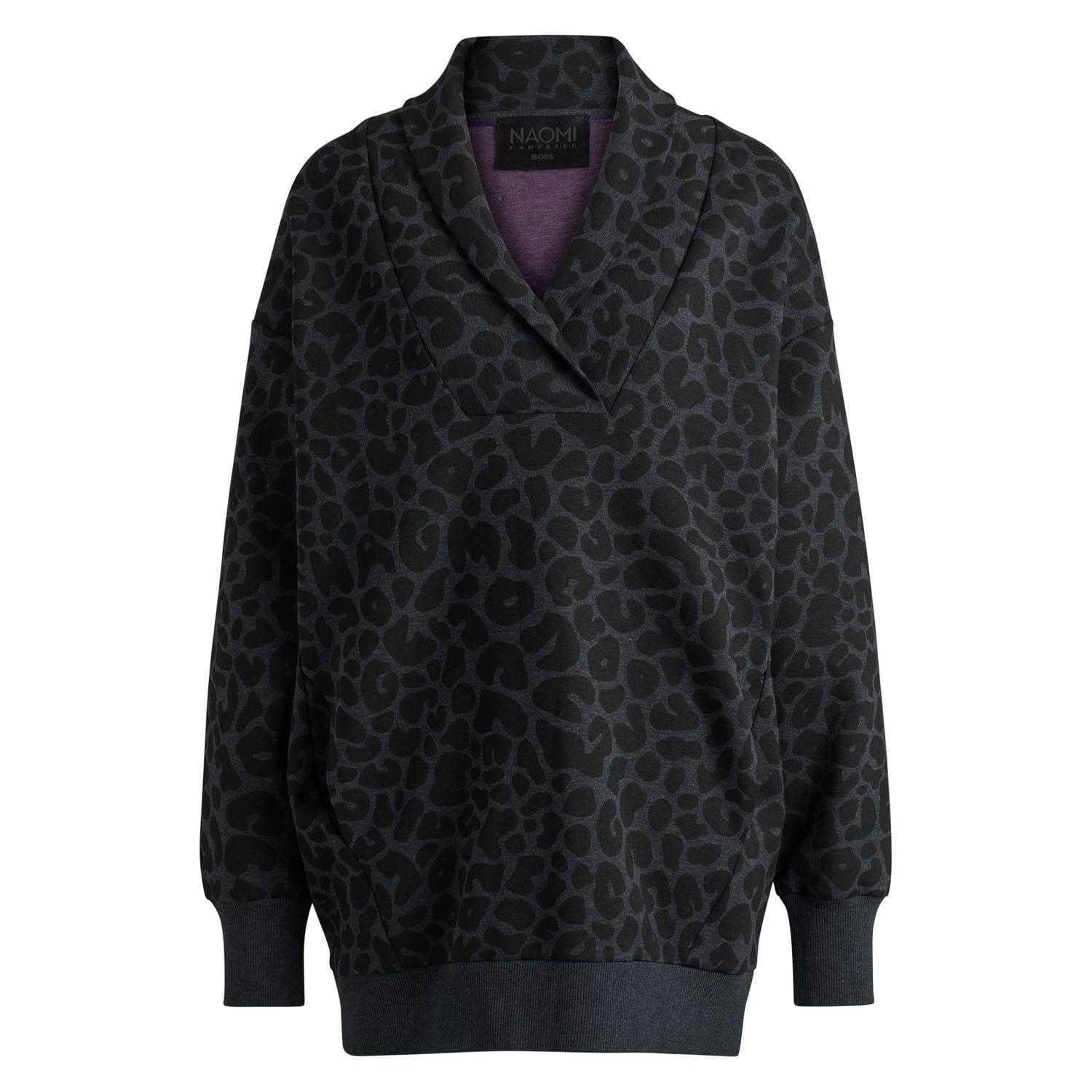 Black - Front - Boss Mens Naomi X Animal Print Sweatshirt