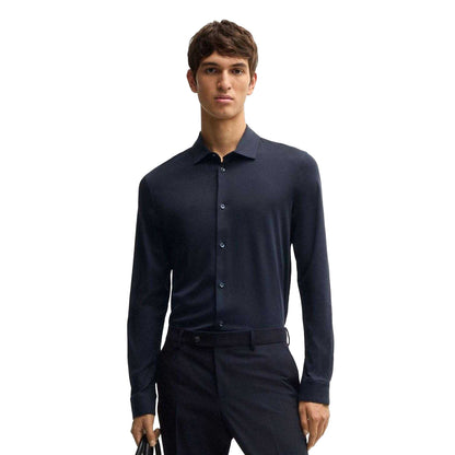 Dark Blue - Lifestyle - Boss Mens H-Paver 17 Slim Shirt