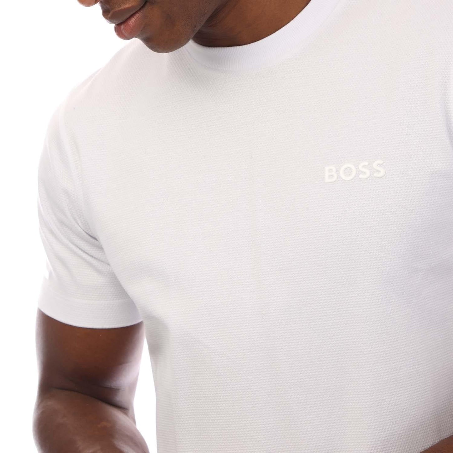 White - Side - Hugo Boss Mens Logo T-Shirt