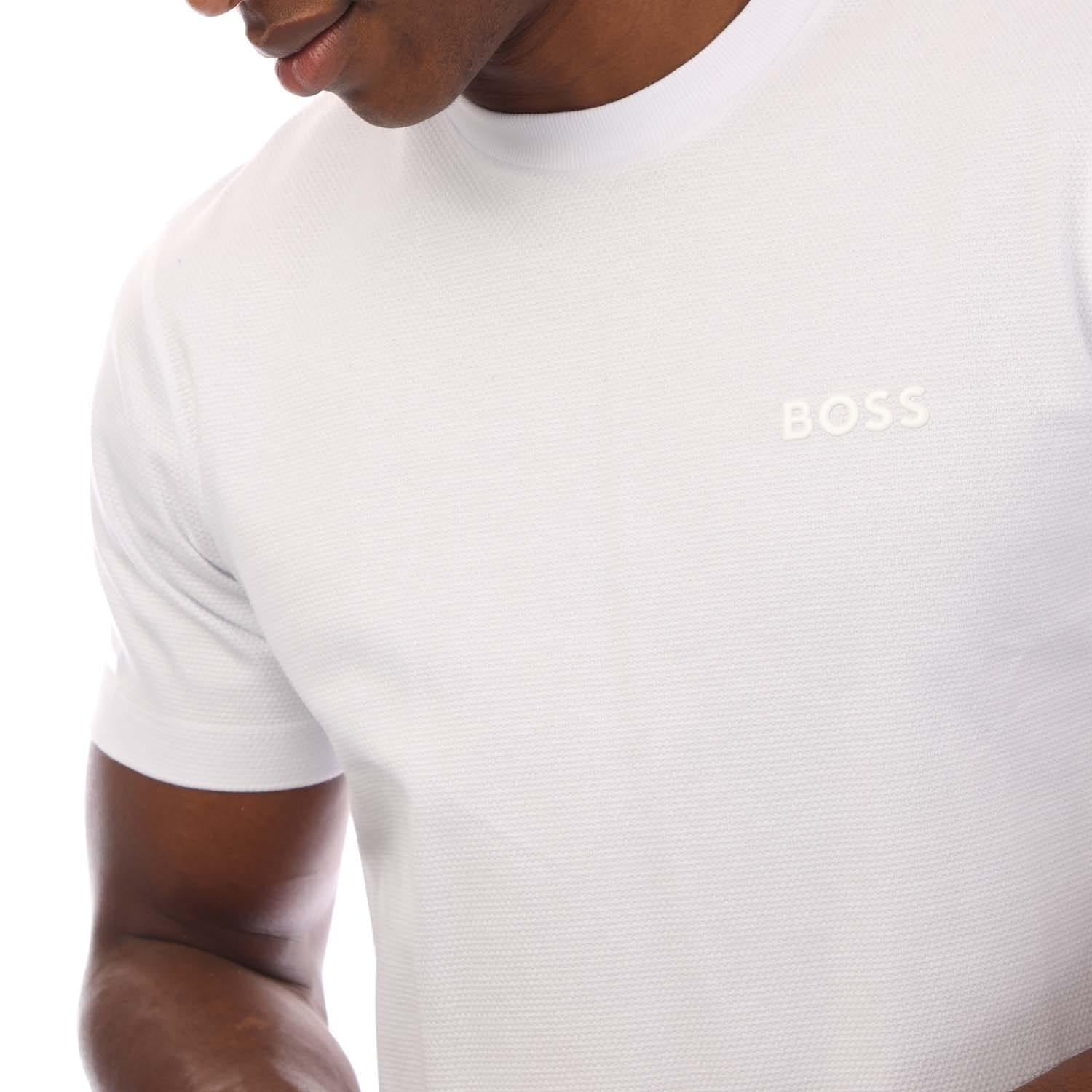 White - Side - Hugo Boss Mens Logo T-Shirt