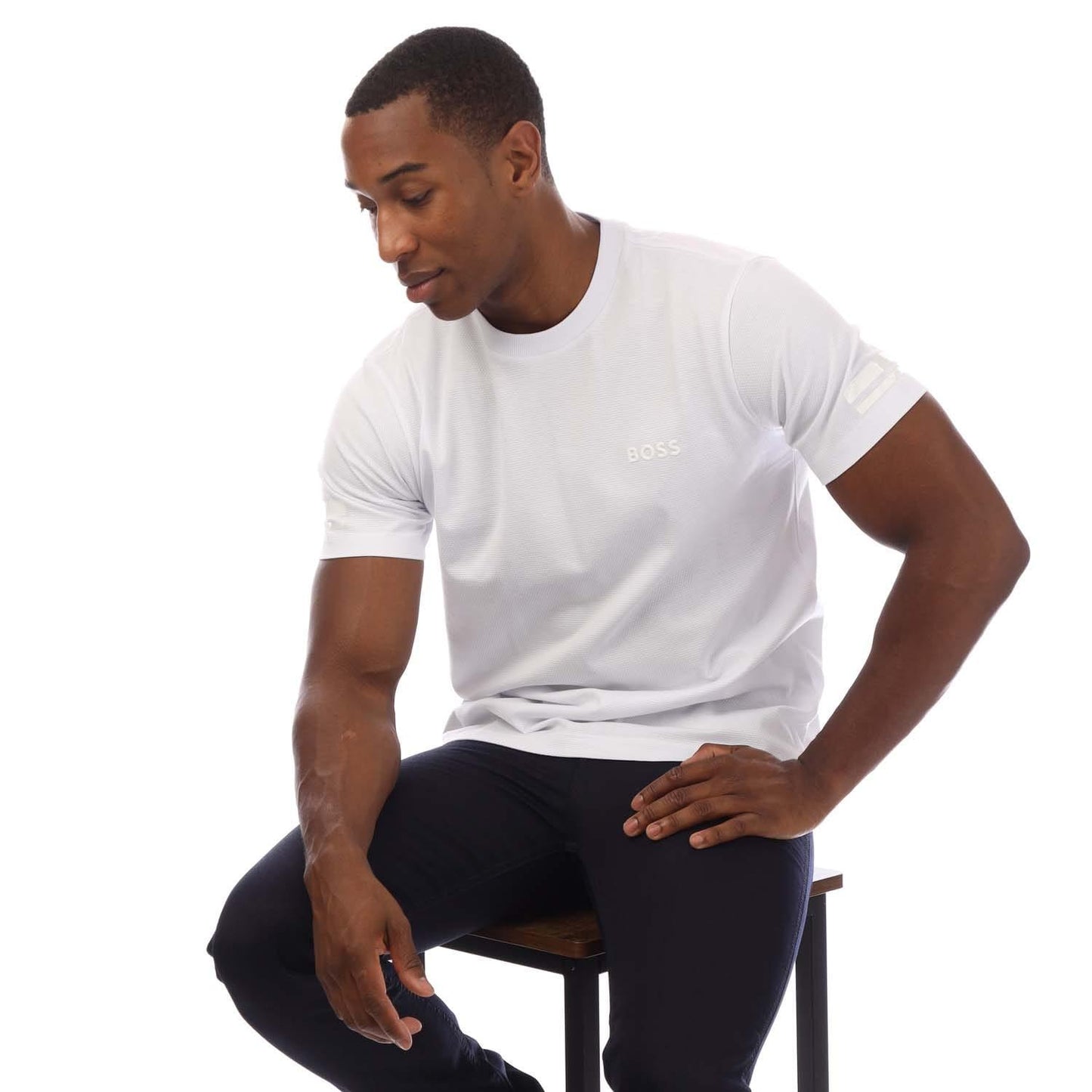 White - Lifestyle - Hugo Boss Mens Logo T-Shirt