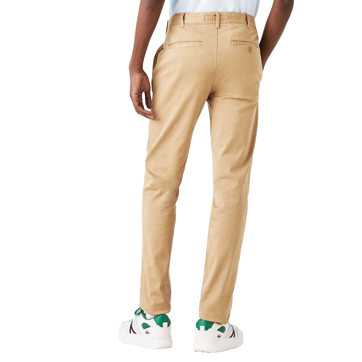 Beige - Back - Lacoste Mens Cotton Stretch Slim Chinos