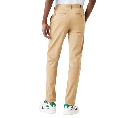 Beige - Back - Lacoste Mens Cotton Stretch Slim Chinos