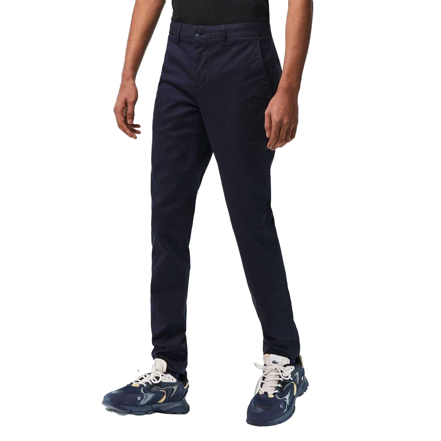 Navy - Pack Shot - Lacoste Mens Cotton Stretch Slim Chinos