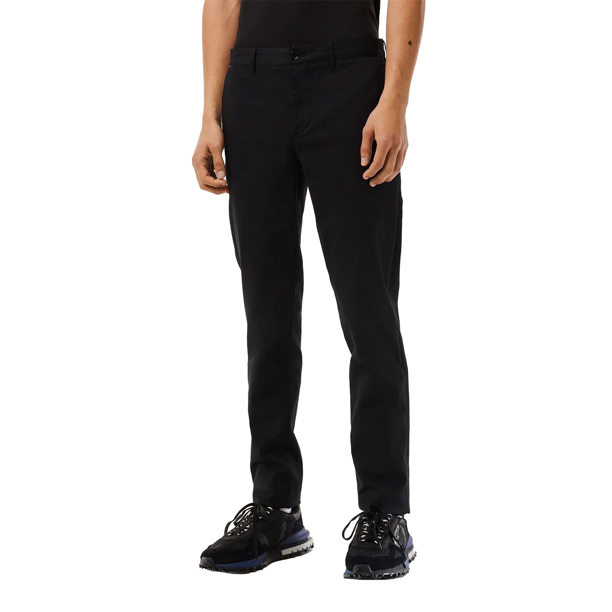 Black - Side - Lacoste Mens Cotton Stretch Slim Chinos
