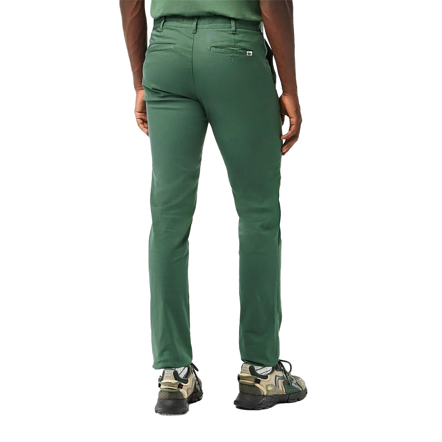 Dark Green - Back - Lacoste Mens Cotton Stretch Slim Chinos