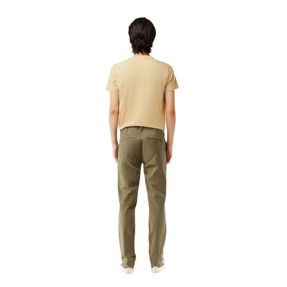 Green - Back - Lacoste Mens Cotton Stretch Slim Chinos