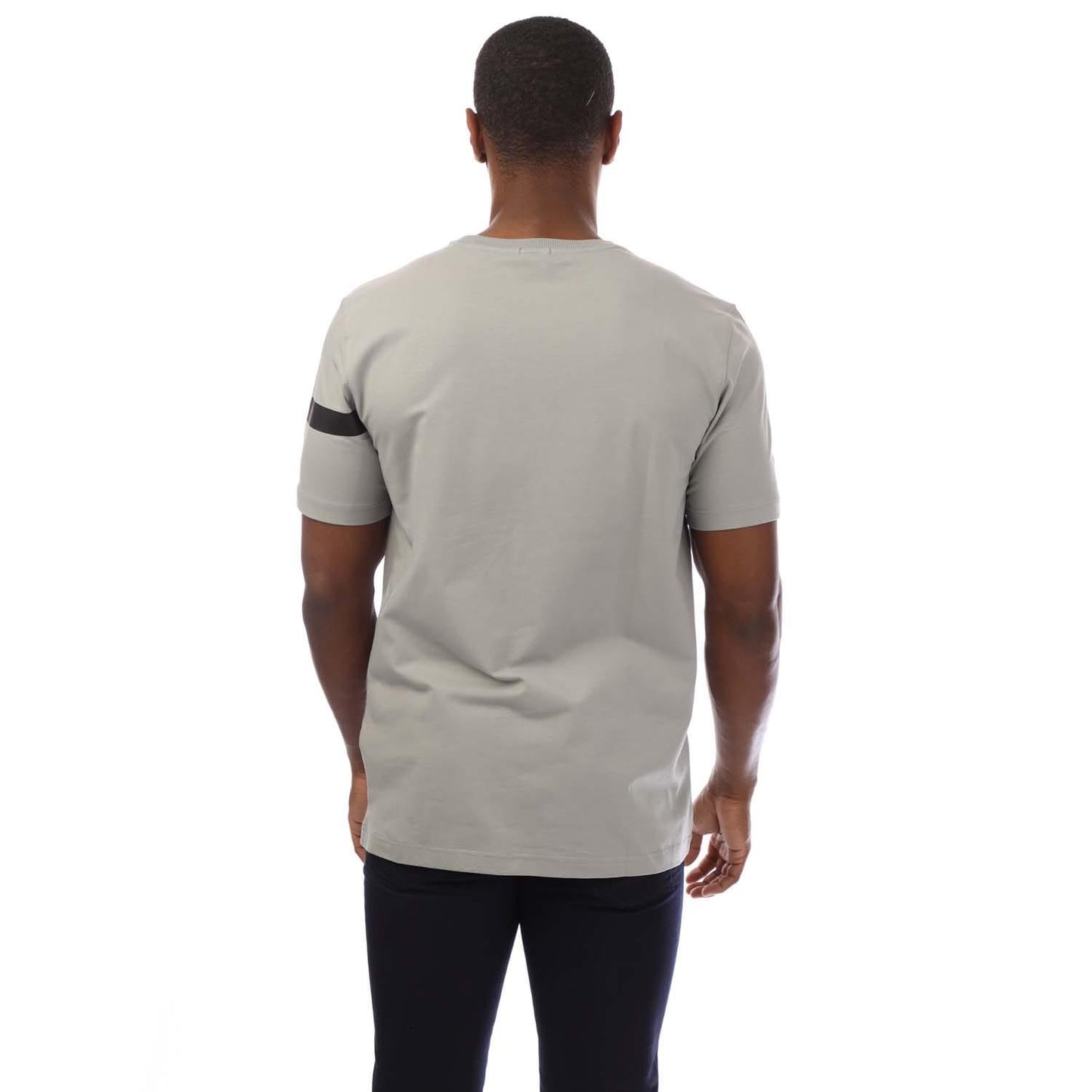 Grey - Back - Boss Mens Stripe Logo T-Shirt
