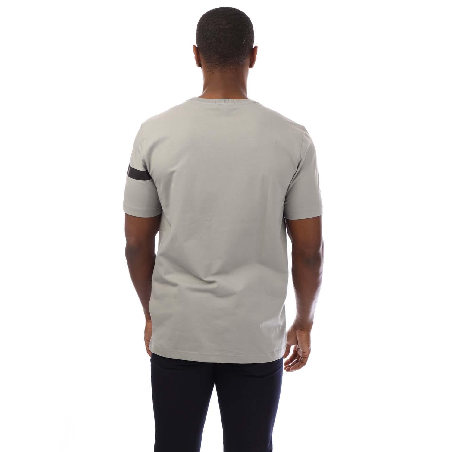 Grey - Back - Boss Mens Stripe Logo T-Shirt