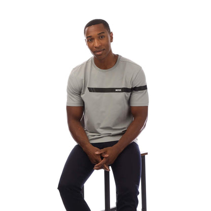 Grey - Lifestyle - Boss Mens Stripe Logo T-Shirt