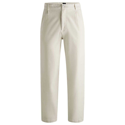 White - Front - Boss Mens Relaxed Fit Trousers