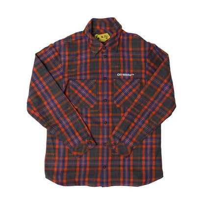Grey-White - Front - Off White Childrens-Kids Checked Flannel Shirt
