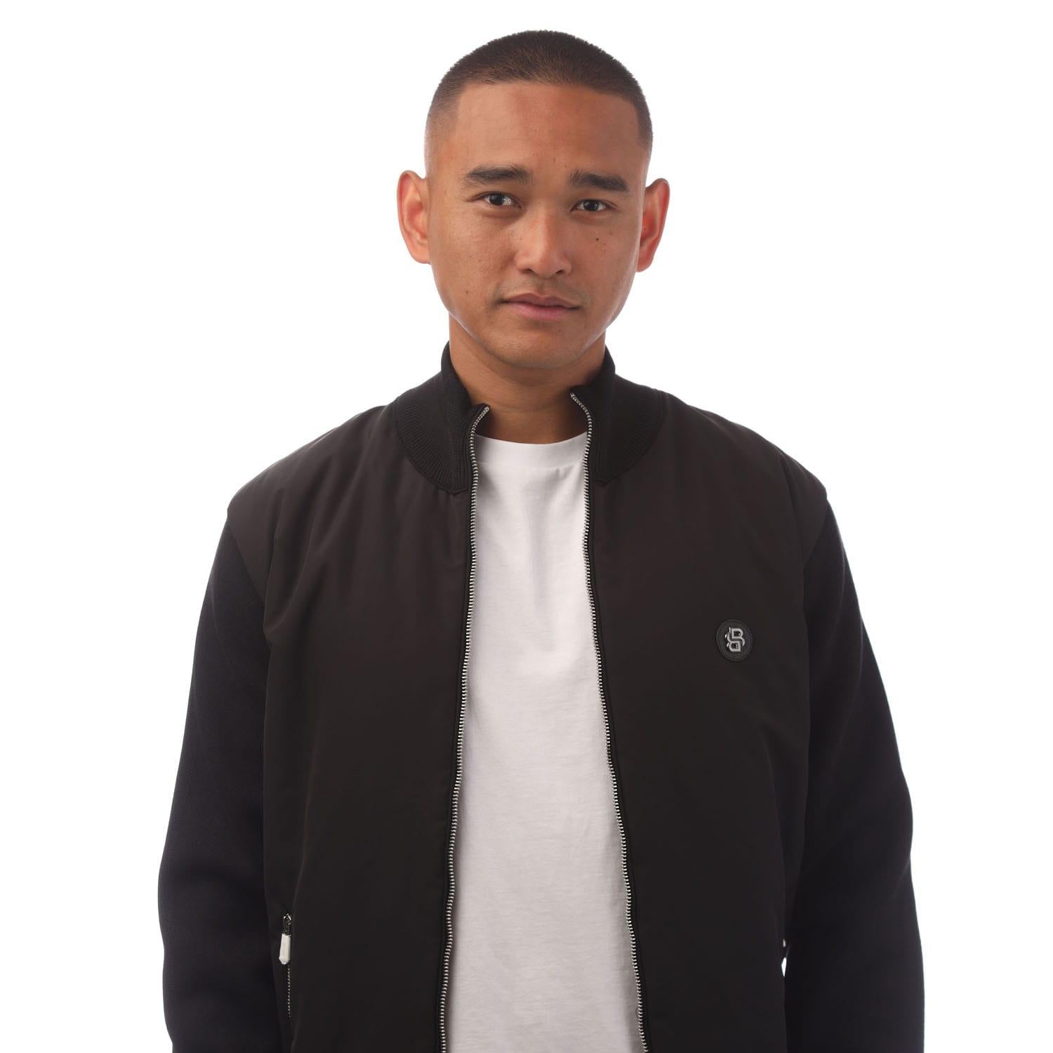 Black - Side - Hugo Boss Mens C-Darmando Monogram Badge Jacket