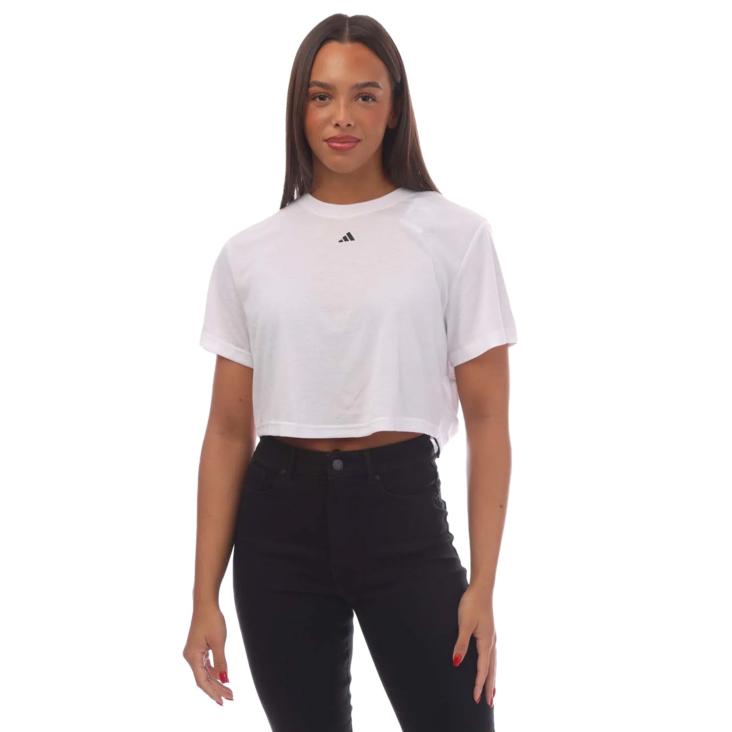 White - Front - Adidas Womens-Ladies Studio T-Shirt