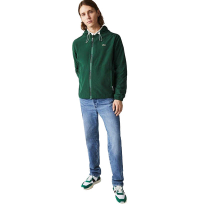 Green - Close up - Lacoste Mens Water Resistant Bomber Jacket