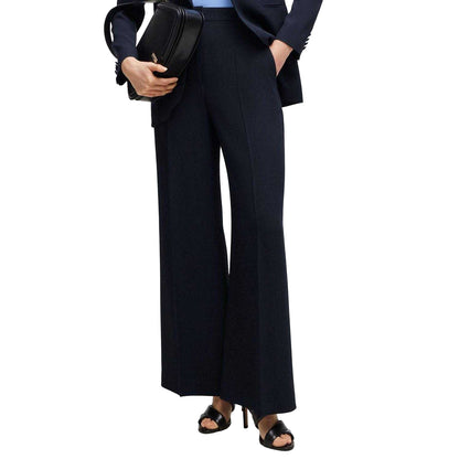 Dark Blue - Back - Boss Womens-Ladies Tikela High Waist Relaxed Fit Trousers
