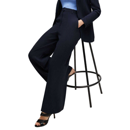 Dark Blue - Side - Boss Womens-Ladies Tikela High Waist Relaxed Fit Trousers