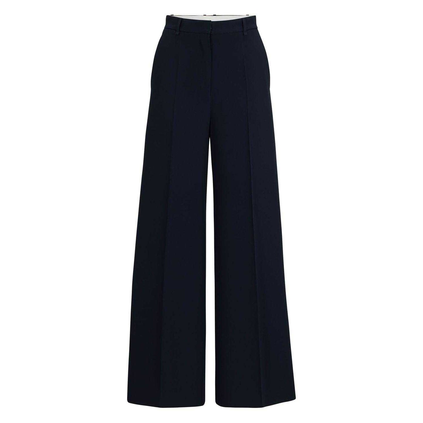 Dark Blue - Front - Boss Womens-Ladies Tikela High Waist Relaxed Fit Trousers