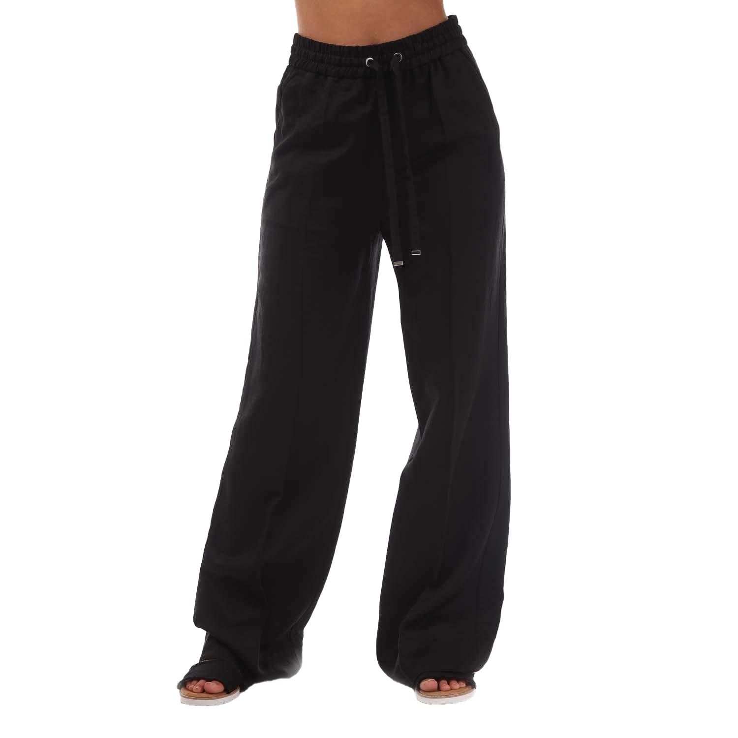 Black - Front - Boss Womens-Ladies Tabuta Relaxed Fit Trousers