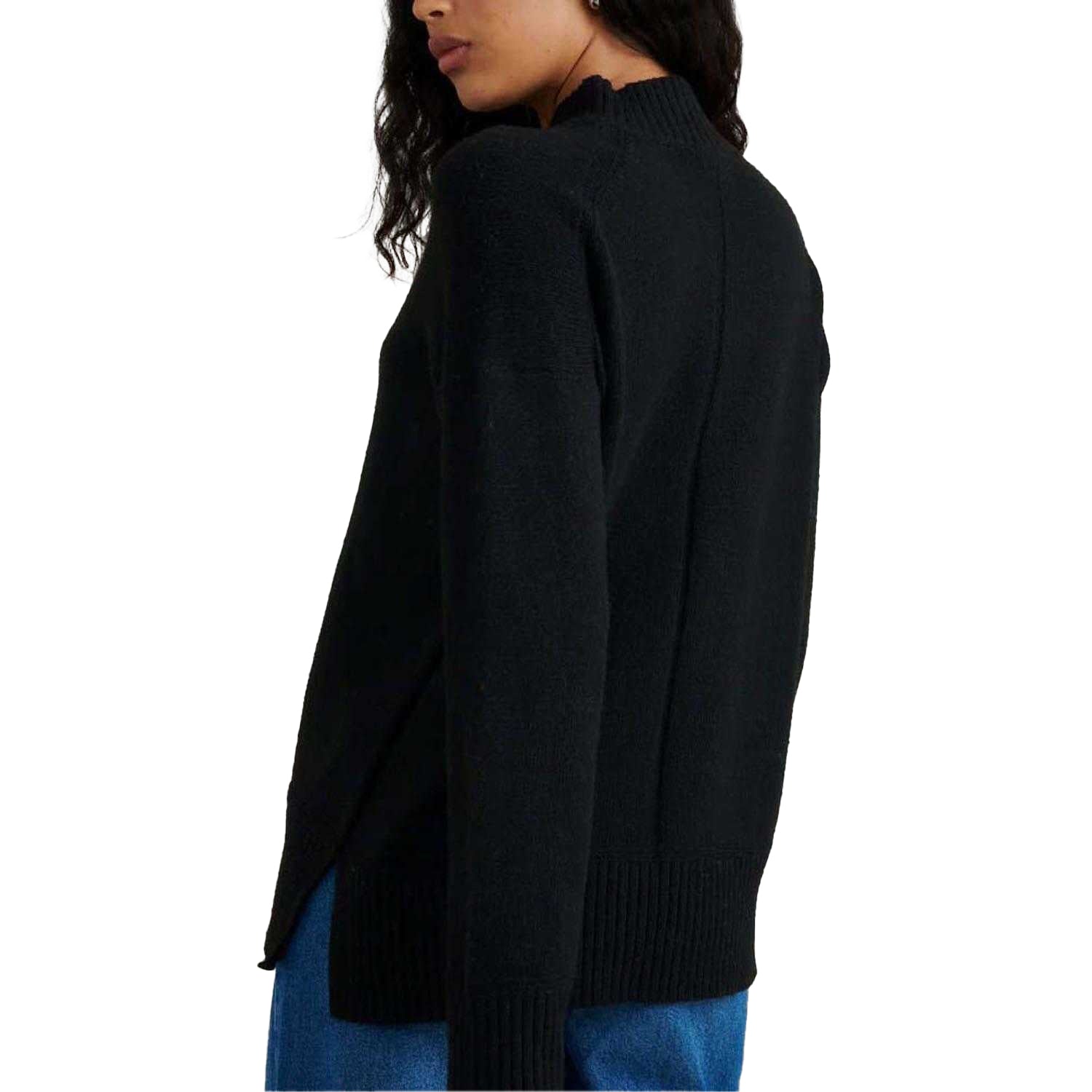 Black - Back - Nobody´s Child Womens-Ladies Funnel Neck Longline Sweater Top