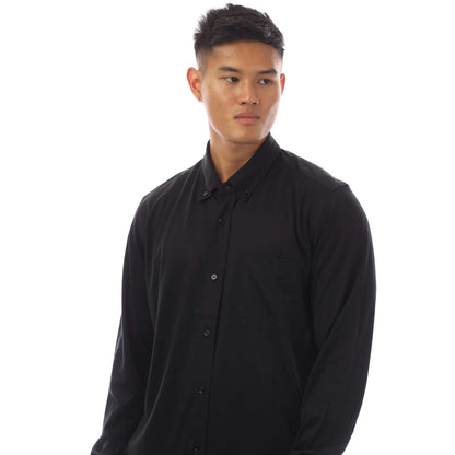 Black - Side - Tom Ford Mens Silk Cotton Blend Button-Down Shirt