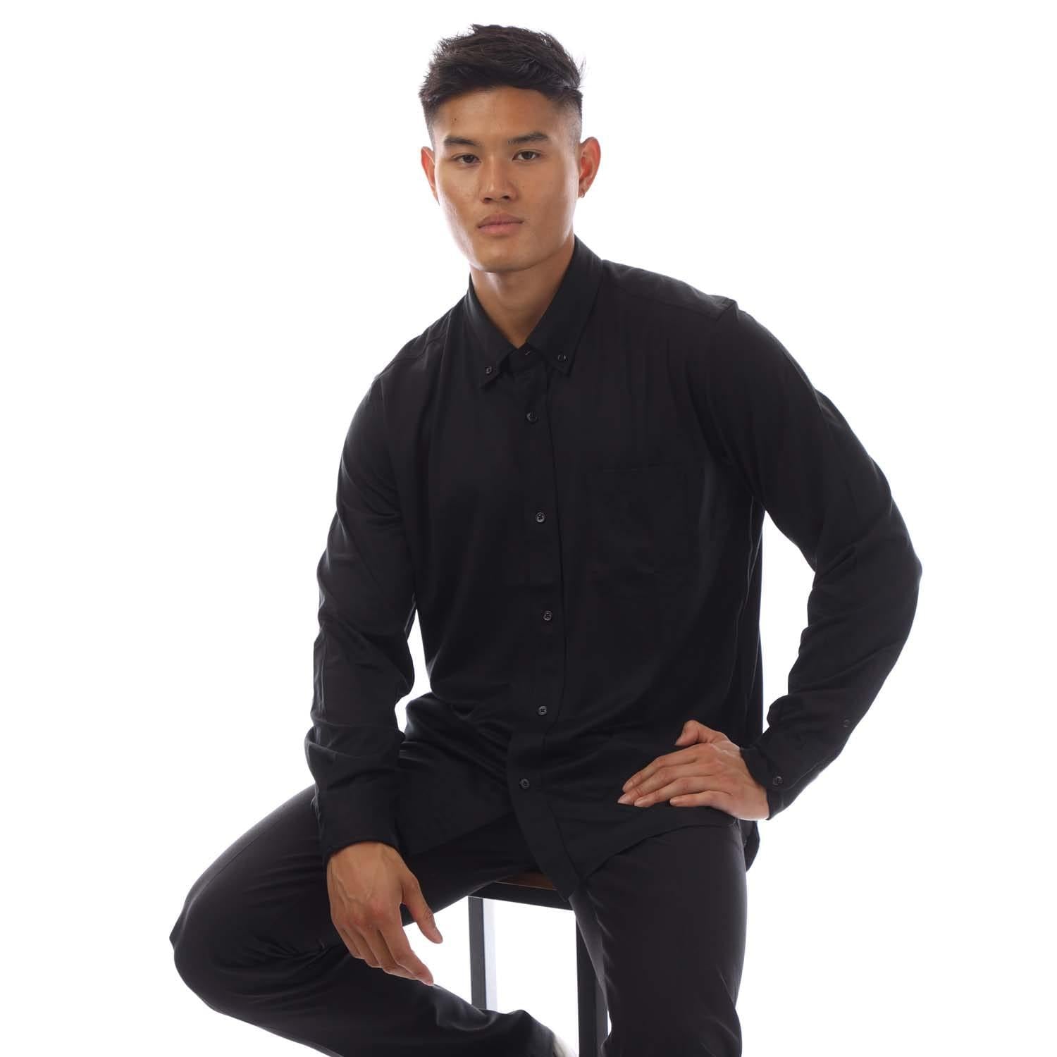 Black - Lifestyle - Tom Ford Mens Silk Cotton Blend Button-Down Shirt
