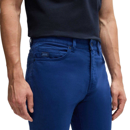 Blue - Side - Boss Mens H-Delaware5 Garment Dyed Trousers