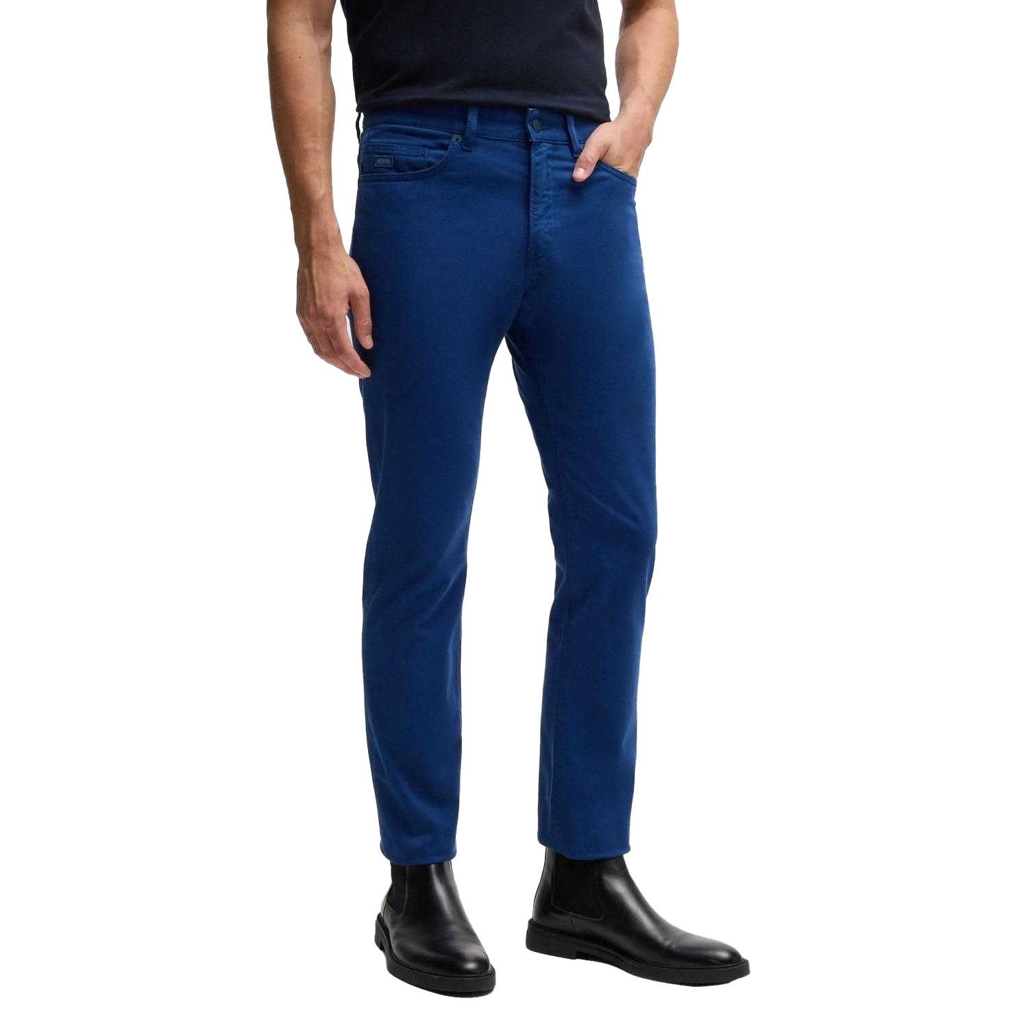 Blue - Lifestyle - Boss Mens H-Delaware5 Garment Dyed Trousers