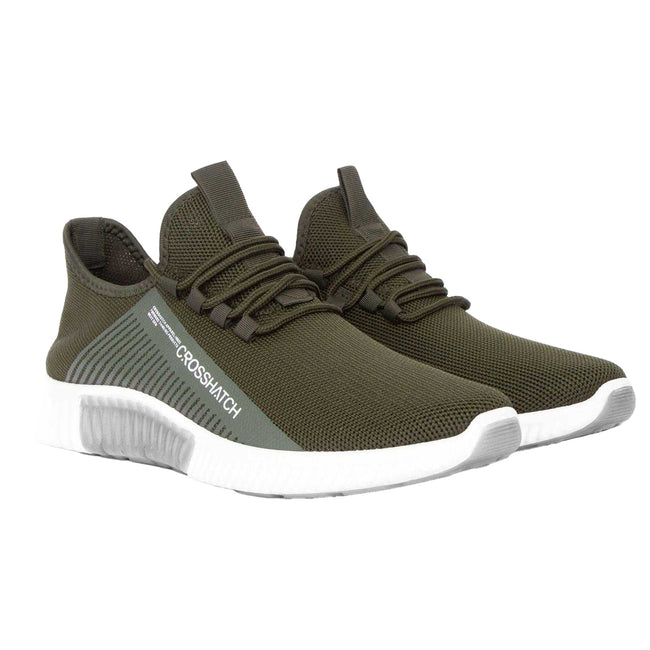 Olive - Front - Crosshatch Mens Nimbus Trainers