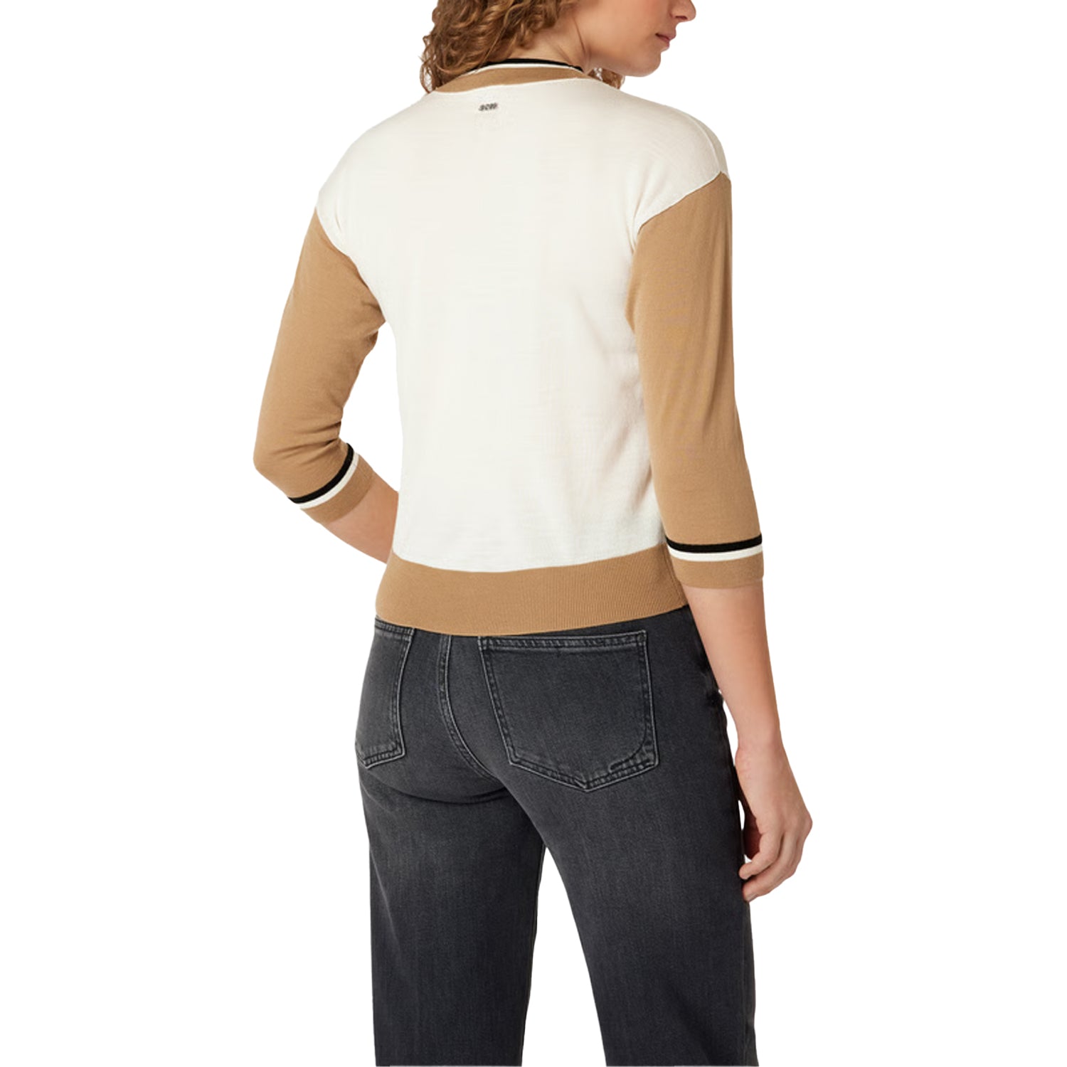 White-Brown - Back - Boss Womens-Ladies Faragona Jumper