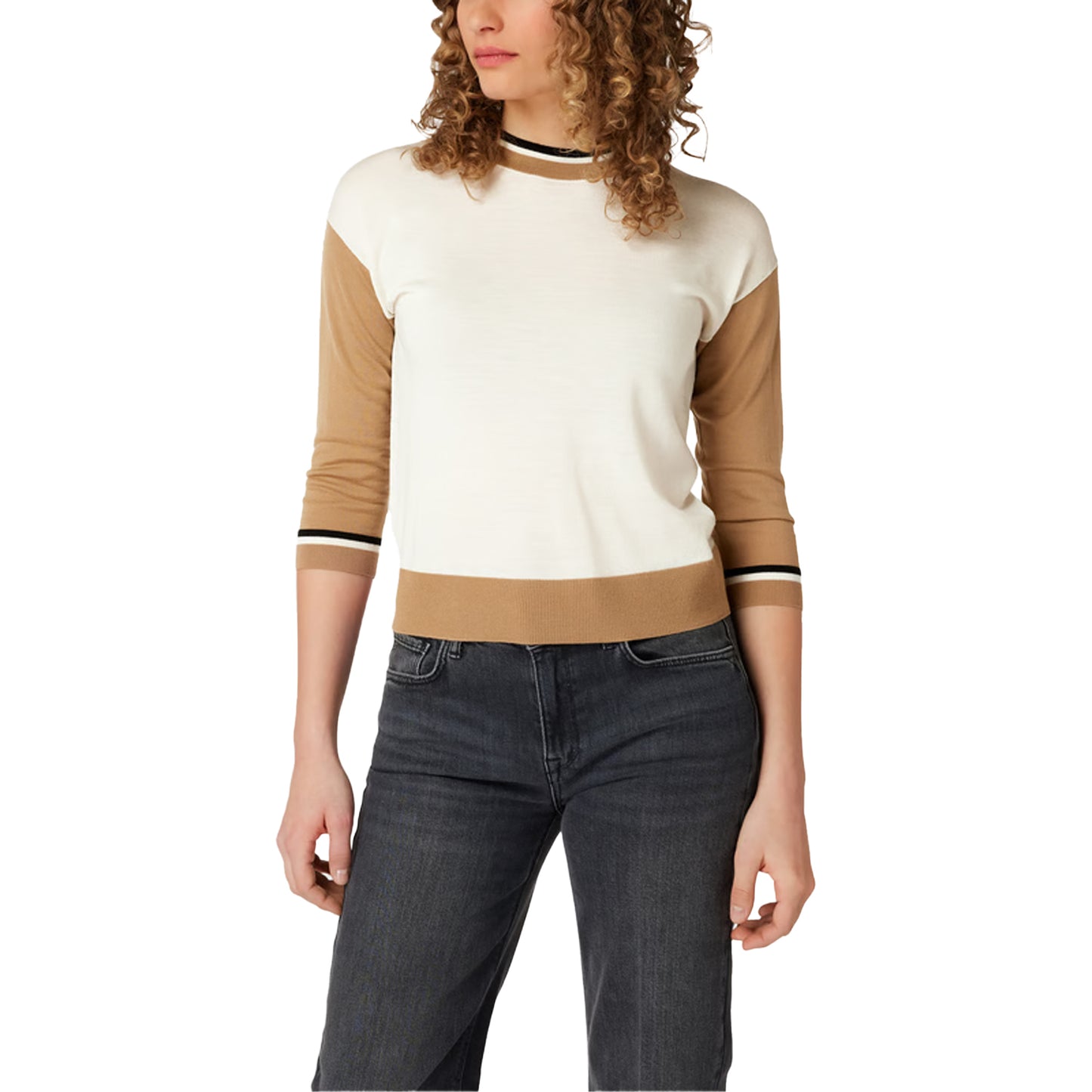 White-Brown - Side - Boss Womens-Ladies Faragona Jumper