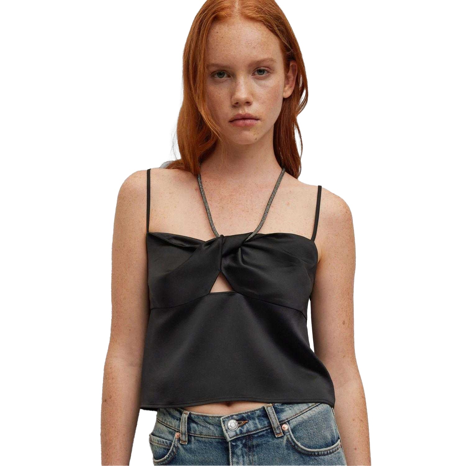 Black - Side - Hugo Boss Womens-Ladies Crystali-1 Top