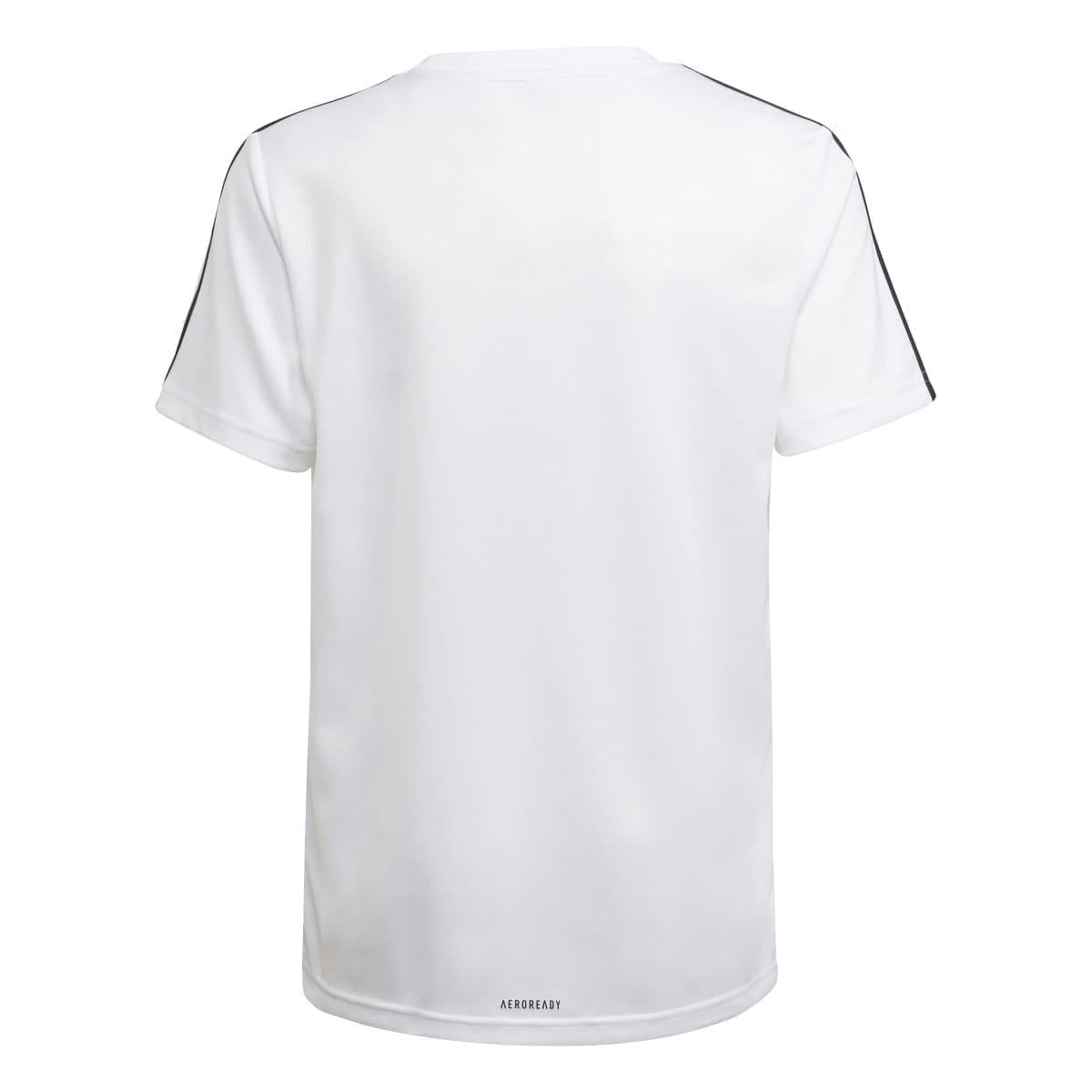 White-Black - Back - Adidas Boys Designed 2 Move Stripes T-Shirt