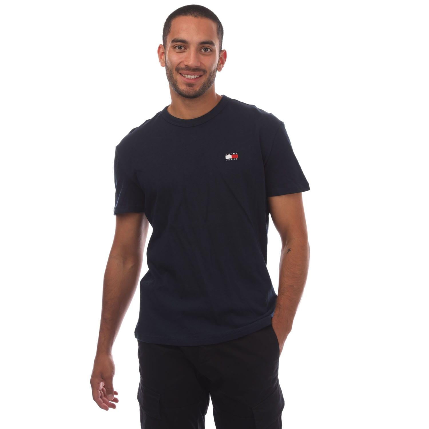 Blue - Front - Tommy Jeans Mens Tonal Badge T-Shirt