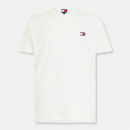 Ecru - Front - Tommy Jeans Mens Tonal Badge T-Shirt