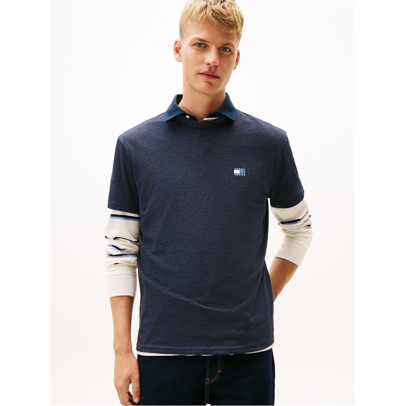 Dark Night Green - Side - Tommy Jeans Mens Tonal Badge T-Shirt