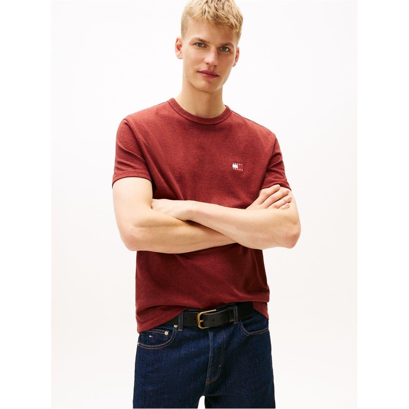 Terracotta - Back - Tommy Jeans Mens Tonal Badge T-Shirt