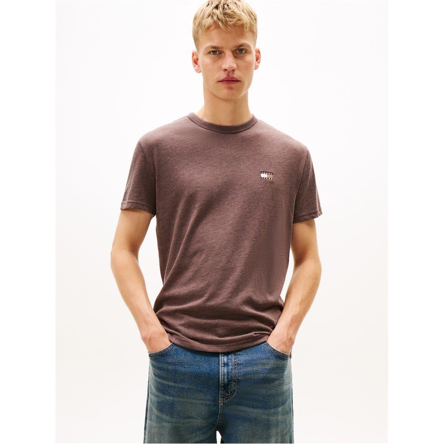 Walnut - Back - Tommy Jeans Mens Tonal Badge T-Shirt