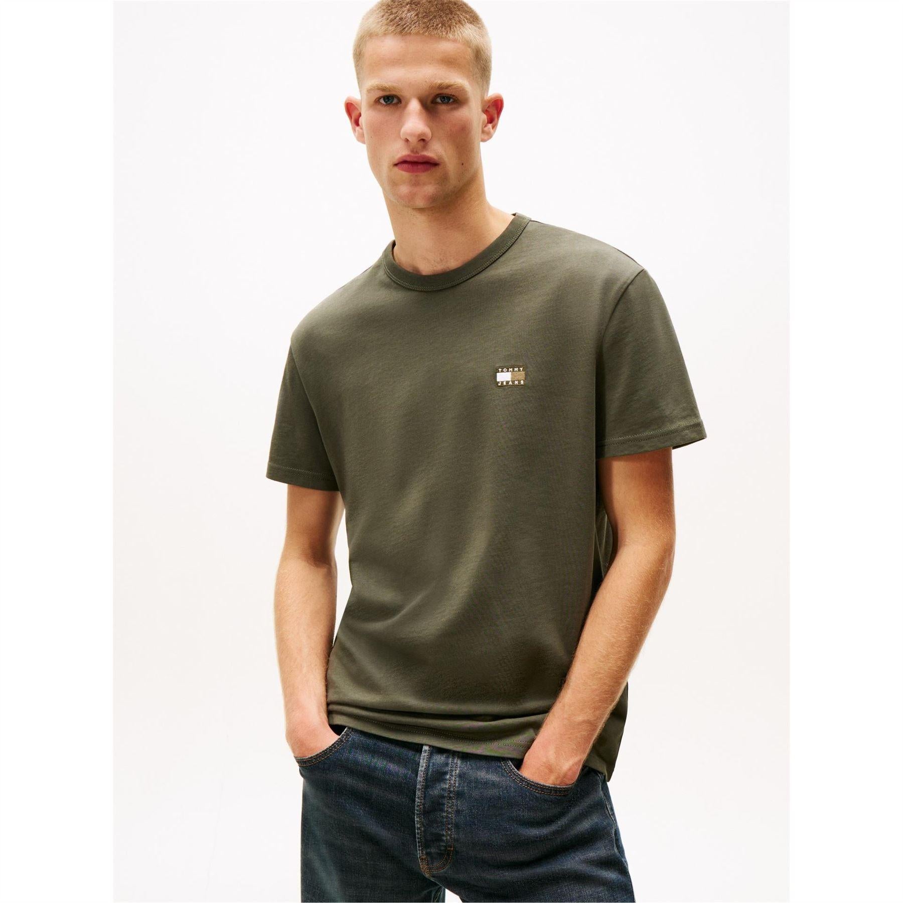 Pewter - Back - Tommy Jeans Mens Tonal Badge T-Shirt