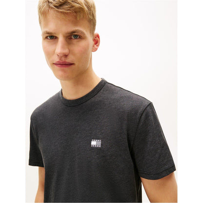 Black Heather - Side - Tommy Jeans Mens Tonal Badge T-Shirt