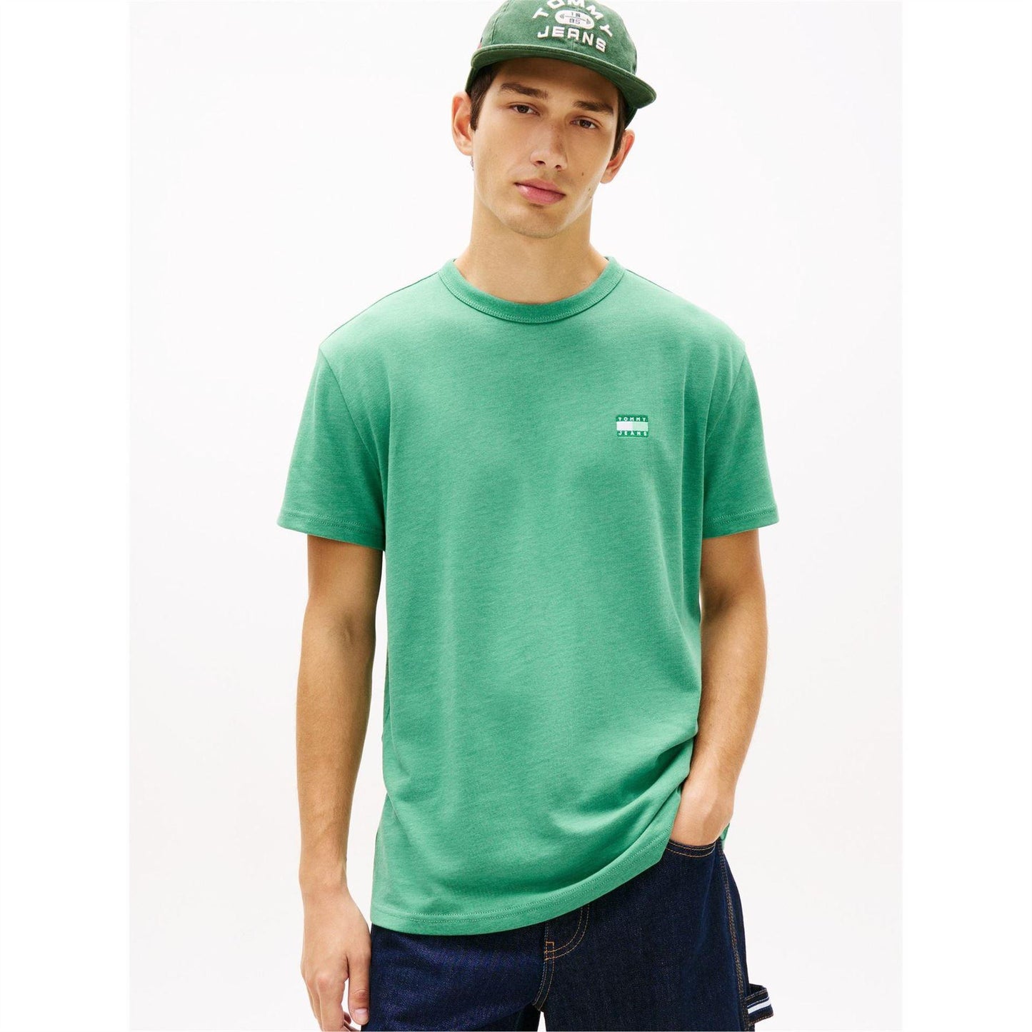 Bahama Green - Back - Tommy Jeans Mens Tonal Badge T-Shirt