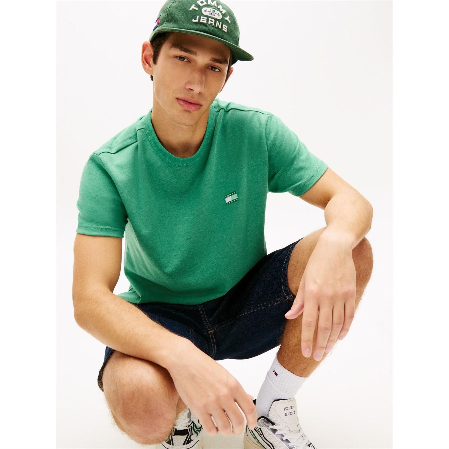 Bahama Green - Side - Tommy Jeans Mens Tonal Badge T-Shirt