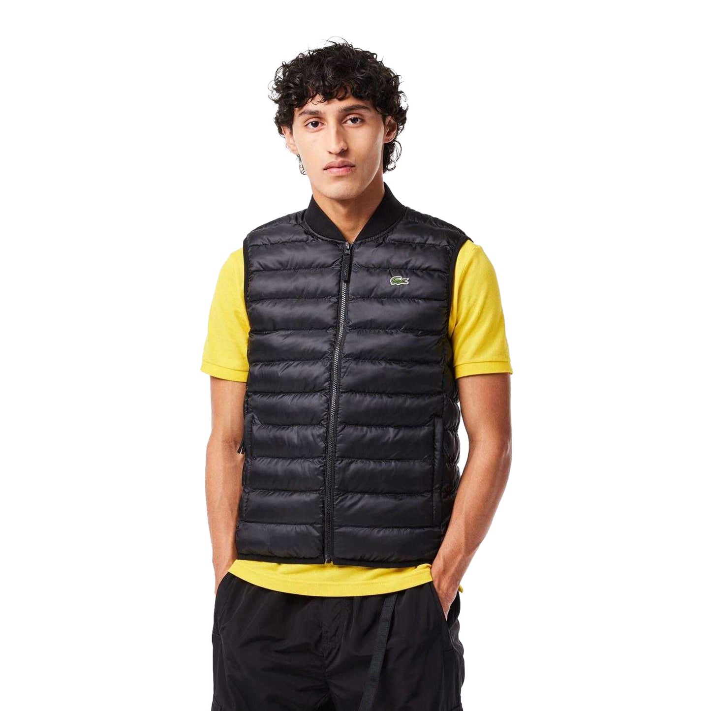Black - Pack Shot - Lacoste Mens Water Repellent Padded Gilet