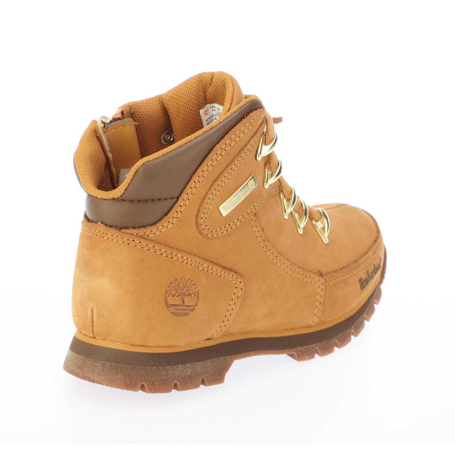 Wheat - Back - Timberland Childrens-Kids Euro Rock Leather Mid Cut Boots