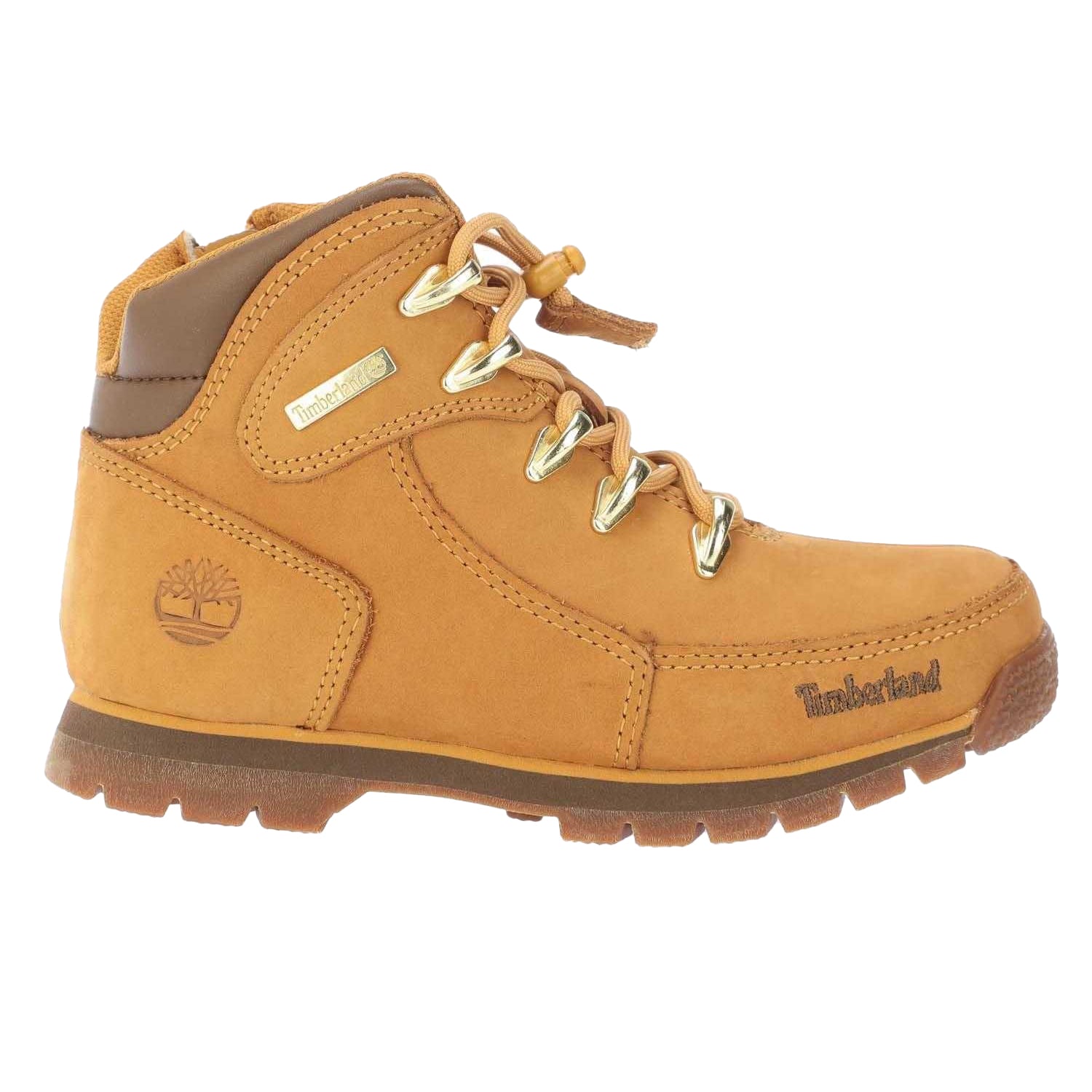 Wheat - Side - Timberland Childrens-Kids Euro Rock Leather Mid Cut Boots