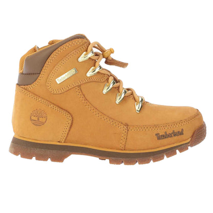 Wheat - Side - Timberland Childrens-Kids Euro Rock Leather Mid Cut Boots