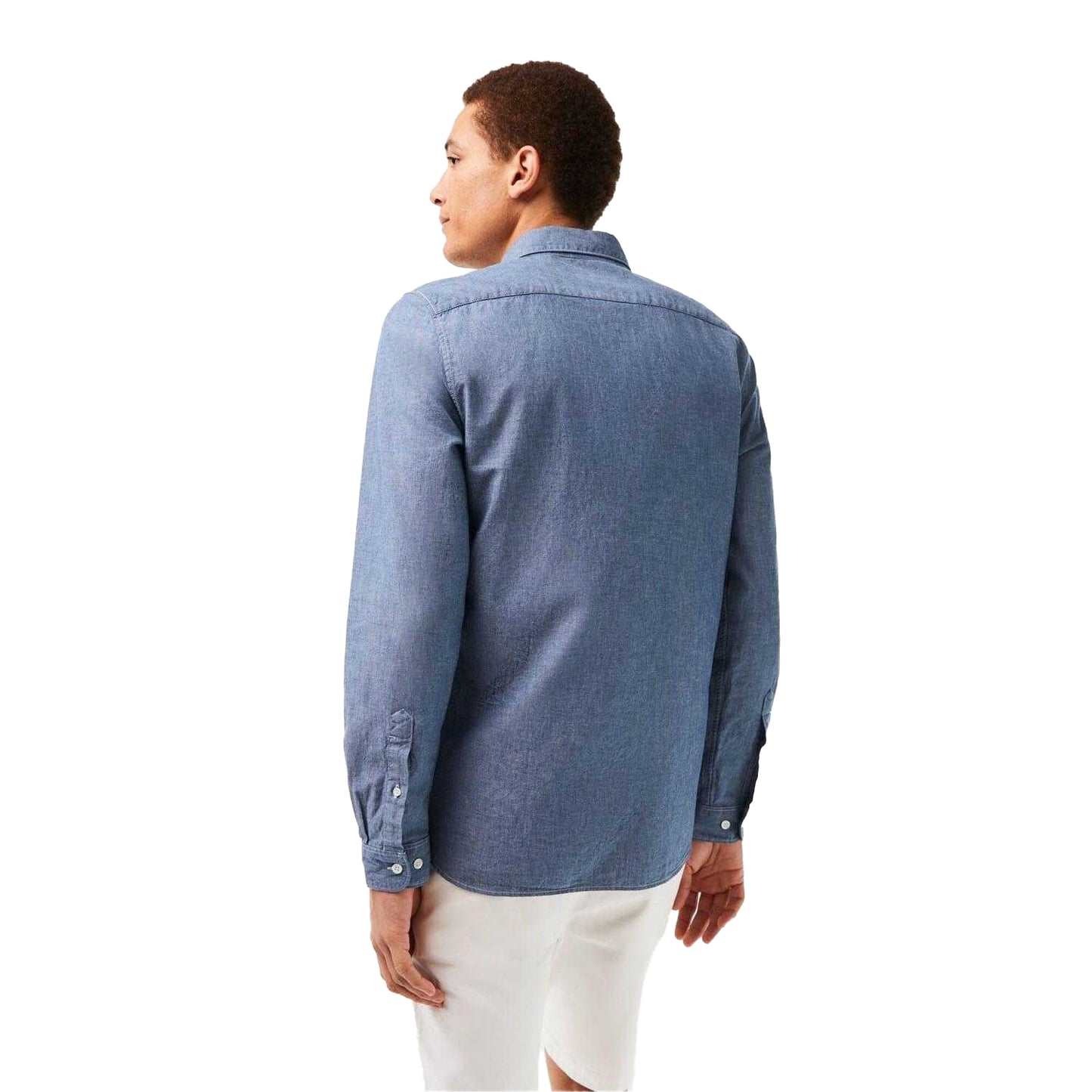 Blue - Back - Lacoste Mens Chambray Slim Shirt